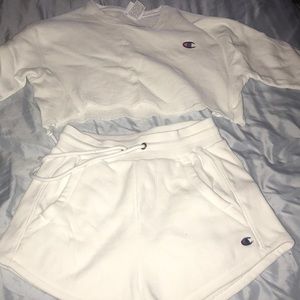 Champion 2 piece (shorts and cropped sweatshirt))